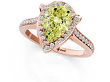Rose gold Fancy Yellow Pear  Halo Round Diamond Pave Band with Four-Prong Setting_39