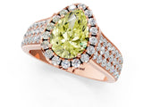 Rose gold Fancy Yellow Pear  Halo Round Diamond Pave Band with Prong Setting 2