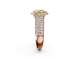 Rose gold Fancy Yellow Pear  Halo Round Diamond Pave Band with Prong Setting 3