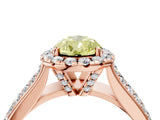 Rose gold Fancy Yellow Pear  Halo Round Diamond Pave Band with Prong Setting 5