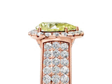 Rose gold Fancy Yellow Pear  Halo Round Diamond Pave Band with Prong Setting