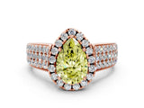 Rose gold Fancy Yellow Pear  Halo Round Diamond Pave Band with Prong Setting_12