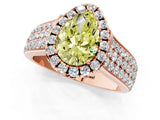 Rose gold Fancy Yellow Pear  Halo Round Diamond Pave Band with Prong Setting_13