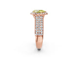 Rose gold Fancy Yellow Pear  Halo Round Diamond Pave Band with Prong Setting_14