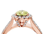 Rose gold Fancy Yellow Pear  Halo Round Diamond Pave Band with Prong Setting_16