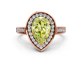 Rose gold Fancy Yellow Pear  Halo Solitaire Diamond Ring with Pave Band and Bezel Setting_49