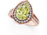 Rose gold Fancy Yellow Pear  Halo Solitaire Diamond Ring with Pave Band and Bezel Setting_50
