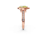 Rose gold Fancy Yellow Pear  Halo Solitaire Diamond Ring with Pave Band and Bezel Setting_51