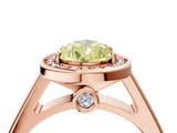 Rose gold Fancy Yellow Pear  Halo Solitaire Diamond Ring with Pave Band and Bezel Setting_53