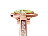 Rose gold Fancy Yellow Pear  Halo Solitaire Diamond Ring with Pave Band and Bezel Setting_54