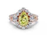 Rose gold Fancy Yellow Pear  Halo Split Shank Diamond Engagement Ring with Prong Setting_20