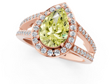 Rose gold Fancy Yellow Pear  Halo Split Shank Diamond Ring with Four-Prong Setting_33