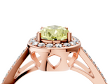 Rose gold Fancy Yellow Pear  Halo Split Shank Diamond Ring with Four-Prong Setting_36
