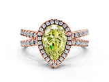 Rose gold Fancy Yellow Pear  Halo Split Shank Diamond Ring with Pavé Setting_26