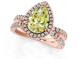 Rose gold Fancy Yellow Pear  Halo Split Shank Diamond Ring with Pavé Setting_27