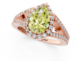 Rose gold Fancy Yellow Pear  Halo Split Shank Diamond Ring with Prong Setting_21
