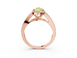 Rose gold Fancy Yellow Pear  Halo Split Shank Diamond Ring with Prong Setting_23