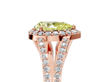 Rose gold Fancy Yellow Pear  Halo Split Shank Diamond Ring with Prong Setting_25