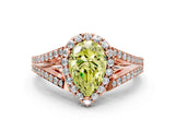 Rose gold Fancy Yellow Pear  Halo Split Shank Pave Diamond Ring with Four-Prong Setting_49