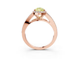 Rose gold Fancy Yellow Pear  Halo Split Shank Pave Diamond Ring with Four-Prong Setting_52