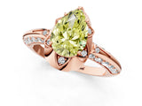 Rose gold Fancy Yellow Pear  Halo Split Shank Pave Diamond Ring with Petal Prong Setting_21