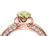 Rose gold Fancy Yellow Pear  Halo Split Shank Pave Diamond Ring with Petal Prong Setting_24