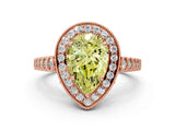Rose gold Fancy Yellow Pear  Halo Twist Band Solitaire Ring with Six-Prong Setting_33