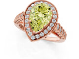 Rose gold Fancy Yellow Pear  Halo Twist Band Solitaire Ring with Six-Prong Setting_34