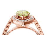 Rose gold Fancy Yellow Pear  Halo Twist Band Solitaire Ring with Six-Prong Setting_37