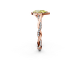 Rose gold Fancy Yellow Pear  Halo Twist Band Solitaire Ring_22