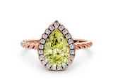 Rose gold Fancy Yellow Pear  Halo Twisted Band Four-Prong Diamond Ring_20