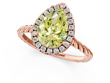 Rose gold Fancy Yellow Pear  Halo Twisted Band Four-Prong Diamond Ring_21