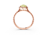 Rose gold Fancy Yellow Pear  Halo Twisted Band Four-Prong Diamond Ring_23