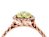 Rose gold Fancy Yellow Pear  Halo Twisted Band Four-Prong Diamond Ring_24