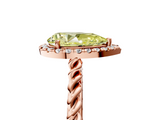 Rose gold Fancy Yellow Pear  Halo Twisted Band Four-Prong Diamond Ring_25