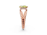 Rose gold Fancy Yellow Pear  Halo Twisted Band Four-Prong Ring_34