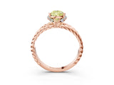 Rose gold Fancy Yellow Pear  Halo Twisted Band Four-Prong Ring_35