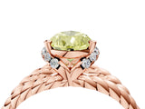 Rose gold Fancy Yellow Pear  Halo Twisted Band Four-Prong Ring_36
