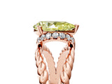 Rose gold Fancy Yellow Pear  Halo Twisted Band Four-Prong Ring_37