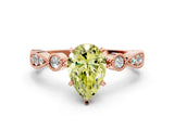 Rose gold Fancy Yellow Pear  Milgrain Bezel Diamond Engagement Ring with Solitaire Prong Setting_175