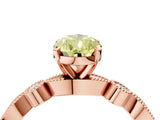 Rose gold Fancy Yellow Pear  Milgrain Bezel Diamond Engagement Ring with Solitaire Prong Setting_179
