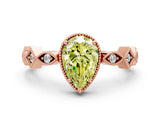 Rose gold Fancy Yellow Pear  Milgrain Marquise Diamond Twist Band Ring_62