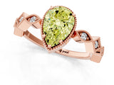 Rose gold Fancy Yellow Pear  Milgrain Marquise Diamond Twist Band Ring_63