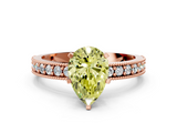 Rose gold Fancy Yellow Pear  Milgrain Pave Diamond Engagement Ring with Four-Prong Setting_147