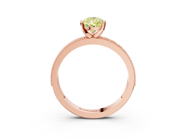 Rose gold Fancy Yellow Pear Cut Diamond Milgrain Pavé Engagement Ring with Four-Prong Setting