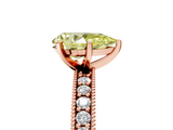 Rose gold Fancy Yellow Pear  Milgrain Pave Diamond Engagement Ring with Four-Prong Setting_152