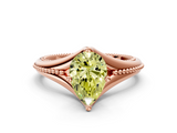 Rose gold Fancy Yellow Pear  Solitaire Beaded Band Six-Prong Setting