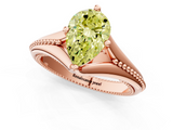 Rose gold Fancy Yellow Pear  Solitaire Beaded Band Six-Prong Setting_1