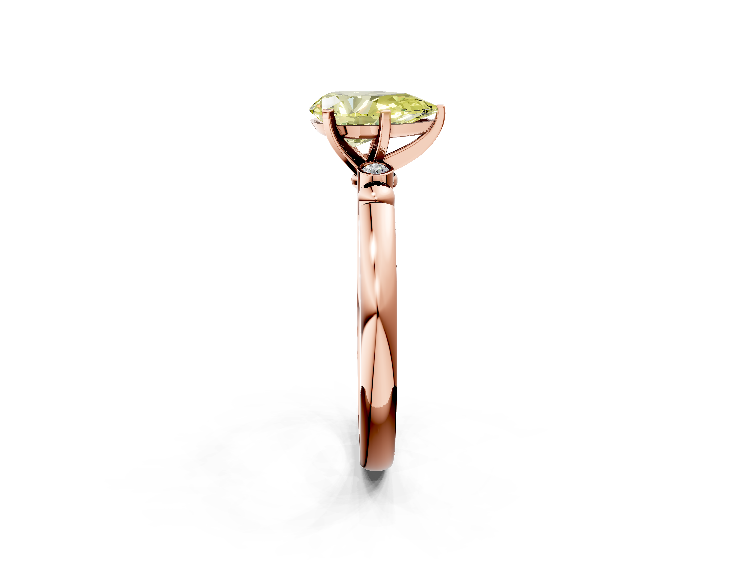 Rose gold Fancy Yellow Pear  Solitaire Beaded Band with Four-Prong Setting_26