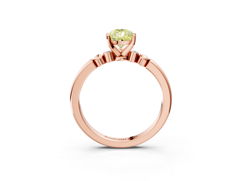 Rose gold Fancy Yellow Pear  Solitaire Beaded Band with Four-Prong Setting_27